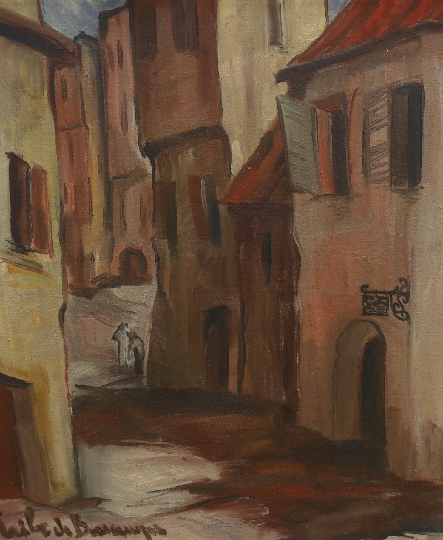 Continental School, oil on canvas, French street scene, indistinctly signed, 53 x 44cm